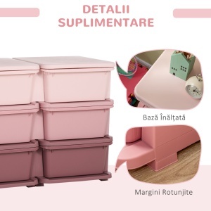 Comodă 6 Sertare pentru Copii cu Margini Rotunjite din PP Roz - Img 7