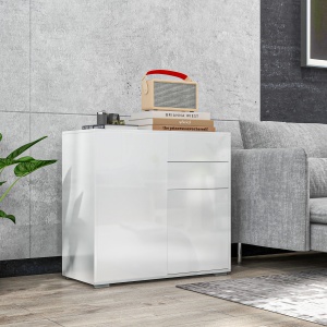 Comoda cu 2 dulapuri si 2 sertare, 79x36x74cm, alb lucios - Img 2