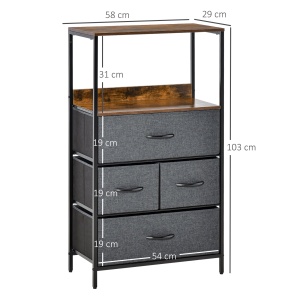 comoda cu 4 sertare pliabile, 58x29x103cm - Img 3