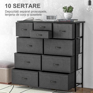 Comoda cu Sertare pentru Dormitor, Negru - Img 4