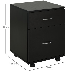 Comoda pe Rotite pentru Birouin Lemn, 41x39x58cm, Negru - Img 3