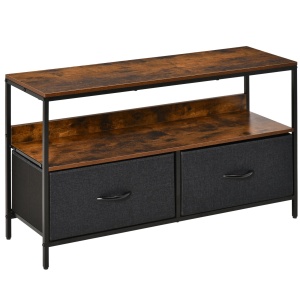 comoda TV stil industrial 98x29x56cm, maro si negru - Img 1
