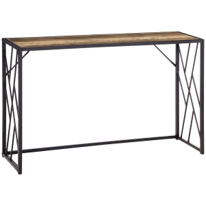 Consola 120cm, masa canapea industriala cu cadru metalic pentru sufragerie, hol, maro - Img 1