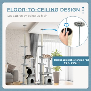 Copac pentru Pisici de Interior Turn de Joaca Centru de Activitati de Escaladare Turn de Zgariere Apartament Perne Inaltime Reglabilaaccesorii animale feline sala de gimnastica pisoi lounge mobila sufragerie - Img 5