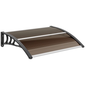Copertină de Exterior Impermeabilă și Anti-UV, din Policarbonat, Polipropilenă și Aluminiu, 75x100x23 cm, Maro și Negru - Img 1