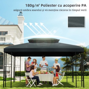 Copertina pentru cort 4x3 m cu 2 niveluri, gri antracit - Img 6