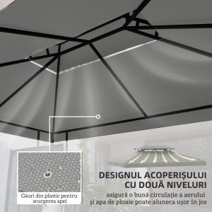 Copertina pentru cort 4x3 m cu 2 niveluri, gri deschis - Img 4