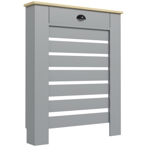 Copertură pentru Calorifer din MDF cu Sertar, 78x19x95.5 cm, Gri - Img 1