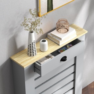 Copertură pentru Calorifer din MDF cu Sertar, 78x19x95.5 cm, Gri - Img 8