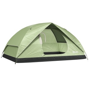 Cort de Camping pentru 3 Persoane cu Port de Încărcare, Buzunare și Geantă de Transport, 205x275x135 cm, Verde