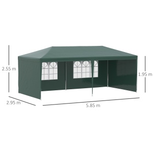 Cort de Grădină cu Orificii de Drenaj, Pereți Detașabili și Ferestre, 6x3 m, Verde - Img 3