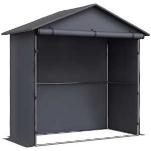 Cort Garaj cu Intrare Rulabilă, Corzi și Țăruși, 1.1x2 m, Gri Închis - Img 1