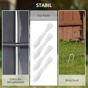 Cort Garaj cu Intrare Rulabilă, Corzi și Țăruși, 1.1x2 m, Gri Închis - Img 6