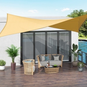 Cort Parasolar Dreptunghiular pentru Exterior cu Protecție UV Respirabil cu Frânghii de Fixare, 3x4 m, Bej - Img 2