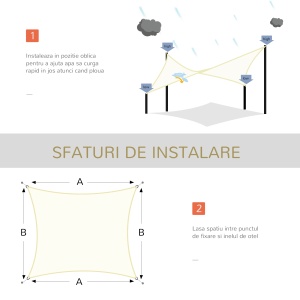 Cort Parasolar Pătrat din HDPE, Crem, 3x4m - Img 7