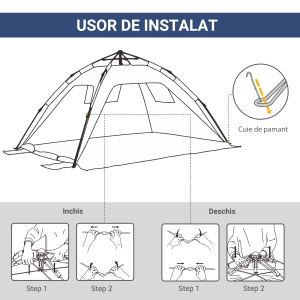 Cort Plajă Pop Up cu Ferestre Perforate și Usa Inchisa - Img 4