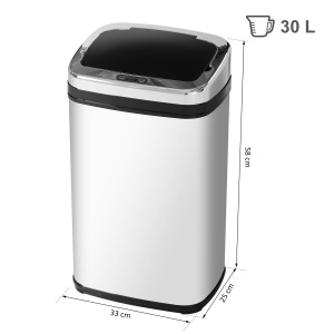 cos de gunoi din otel cu senzor automat, 30L - Img 3