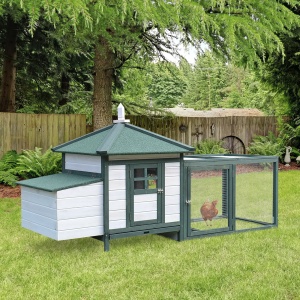 cotet de gaini, lemn 196x76x97cm, alb/verde - Img 2
