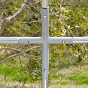 Coteț pentru Găini de Exterior, 2.8x3.8x2m Recintă din Oțel Zincat cu Acoperiș Impermeabil Anti-UV și Încuietoare, Găini, Iepuri și Rațe - Img 9