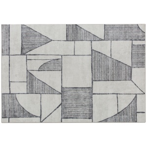Covor Modern Antiderapant cu Linii Geometrice din Poliester, Multicolor - Img 1
