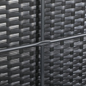 Cufar pentru Gradina din Ratan si Otel, Lada pentru Exterior cu Capac 95x60x58cm, Negru - Img 8