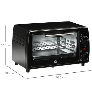Cuptor electric 10L temperatura reglabila si temporizator, grila si tava incluse, 750 W, 36,5x26x22cm, negru - Img 3