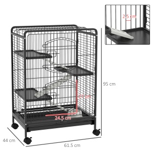 Cusca Animale Mici 64×43.5×93 cm – Cu Rampe, Platforme & Roti - Img 3