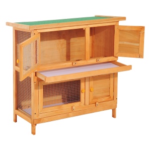 cusca de exterior pentru iepuri, lemn brad 90x45x90cm - Img 9