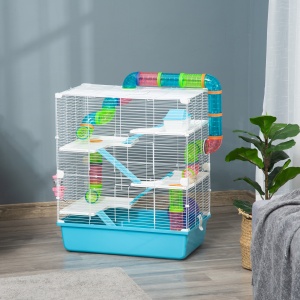 Cusca mare pentru hamsteri , refugiu pentru gerbili pe 5 niveluri, 59 cm x 36 cm x 69 cm, albastru deschis - Img 2