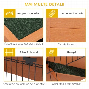 Cusca pentru iepuri pe 2 nivele cu tarc, Portocaliu - Img 7