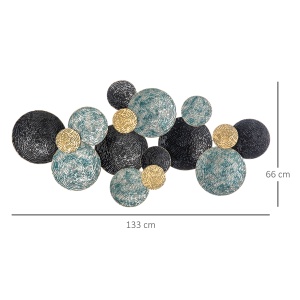 Decoratiune de perete 3D modern cerc agatat sculpturi de perete decor pentru sufragerie dormitor sufragerie, albastru negru auriu - Img 3