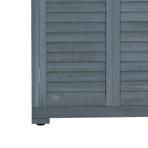 Dulap de grădină pentru unelte din lemn, 2 rafturi, acoperiș bituminos, uși cu obloane, 87 x 47 x 160 cm, gri - Img 8