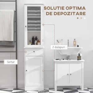 Dulap Depozitare Alb – Usi & Rafturi, Baie / Bucatarie / Birou - Img 4