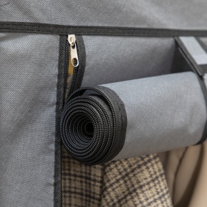 Dulap din Material Textil cu Bază Înălțată, 8 Rafturi și 2 Bare, 125x43x162.5 cm, Gri Închis - Img 8