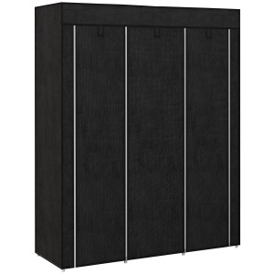 Dulap din Material Textil cu Bază Înălțată, 8 Rafturi și 2 Bare, 125x43x162.5 cm, Gri Închis - Img 1