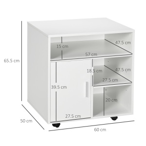 Dulap Imprimanta – Alb 60×50×65,5 cm cu Rafturi & Spatiu Depozitare - Img 3
