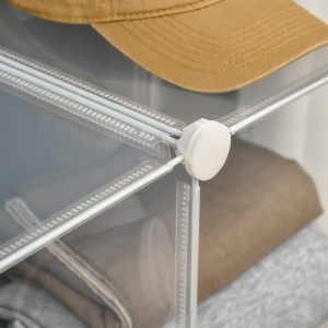 Dulap interior modular pentru pantofi, 6 cuburi din plastic PP, 94,5x32x162cm, transparent - Img 9