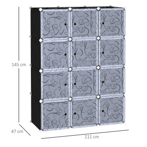 Dulap Modular 12 Cuburi DIY – Alb & Negru 111×47×145 cm - Img 3