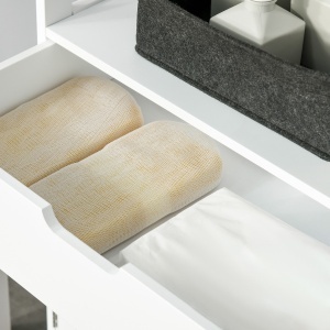 Dulap multifunctional cu rafturi, MDF, 60x33x122.5 cm, Alb - Img 8