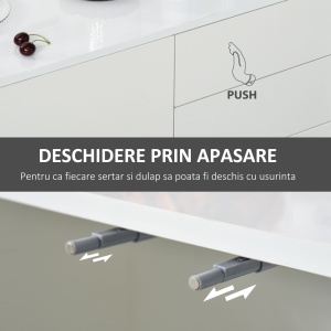 Dulap Multiuz 2 Sertare si 2 Compartimente cu usa Deschidere prin apasare, Alb - Img 6
