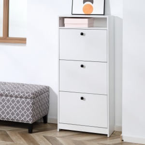 dulap pantofi, 3 compartimente, 60×24×132cm, alb - Img 4