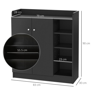 Dulap Pantofi Negru – 2 Usi Basculante, 83×30×90 cm - Img 3