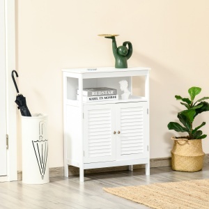 Dulap pentru Baie Impermeabil cu 2 Rafturi si Dulapior MDF Alb - Img 2