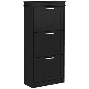 Dulap pentru Depozitarea Pantofilor cu 3 Sertare Rabatabile pentru 15 Perechi de Pantofi, 54x24x117,5 cm, Negru - Img 1