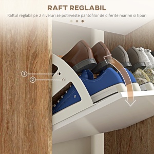 Dulap pentru Pantofi cu Economie de Spațiu cu 3 Sertare și Raft Reglabil, Suport Subțire pentru, 72x24x119 cm, Alb - Img 5