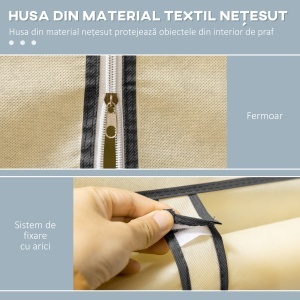 Dulap portabil din otel, netesut si PP cu 6 rafturi deschise, 1 cuier si usa cu balamale, 103x43x162,5 cm, gri - Img 5