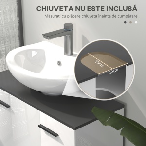 Dulap Sub Chiuveta – Alb Lucios, Cu 2 Usi si Rafturi Reglabile - Img 4