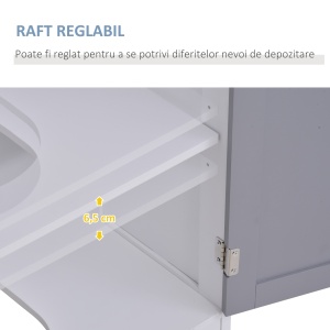 Dulap sub Chiuveta de Baie 2 Usi si Etajera Reglabila din MDF 60x30x60cm - Img 6