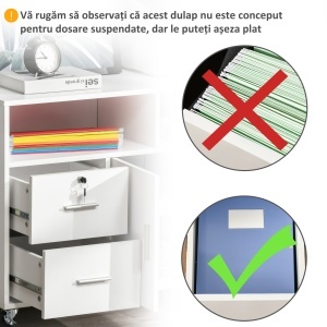 Dulap Suport Imprimanta – Alb cu Sertare, Roti & Depozitare - Img 7