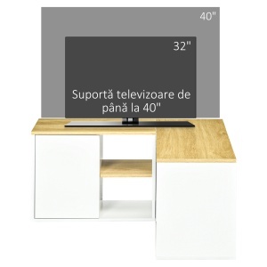 Dulap TV in Forma L – 90×90×45 cm cu Rafturi si Dulapuri - Img 6
